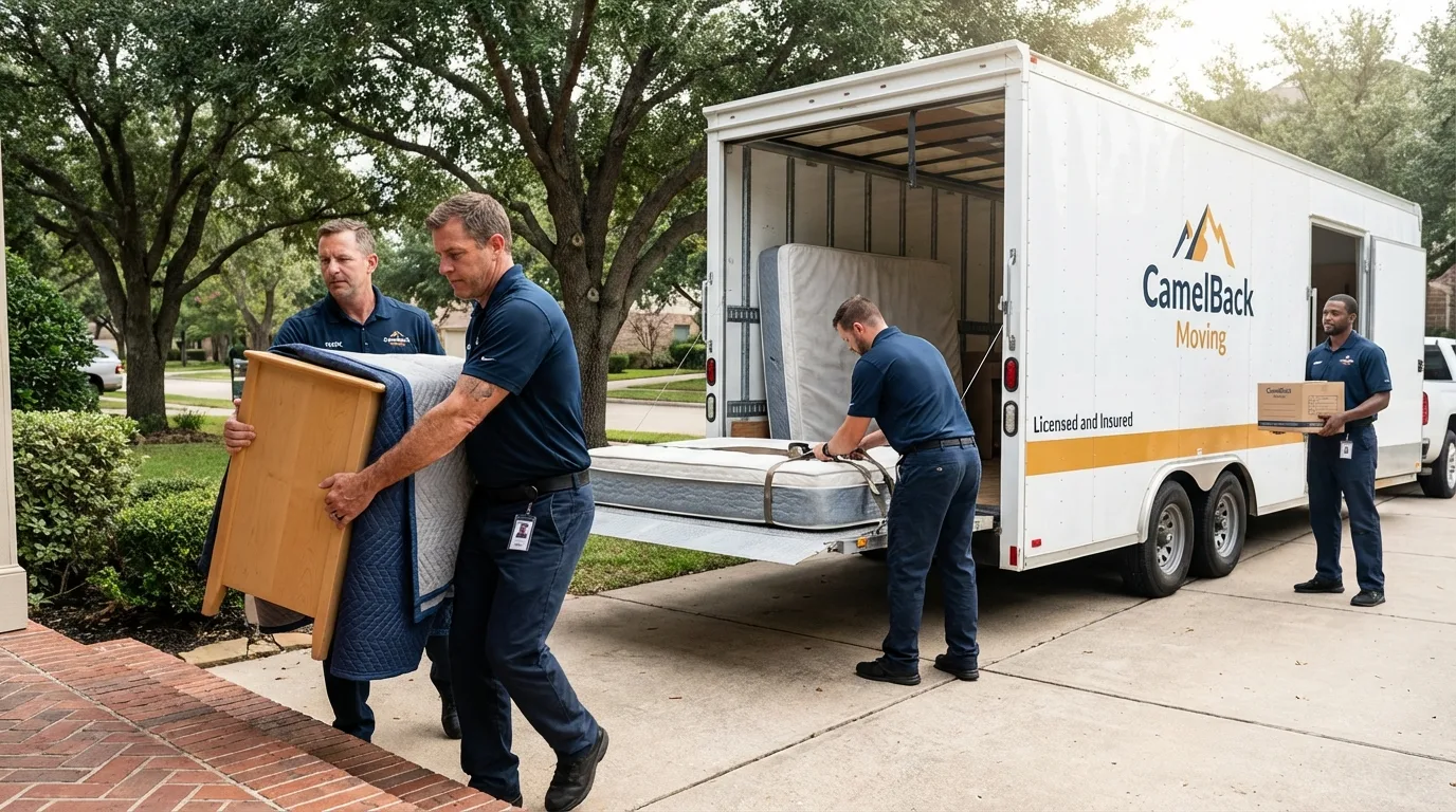 Crew loading residential truck for cross-state move from Southgate, MI