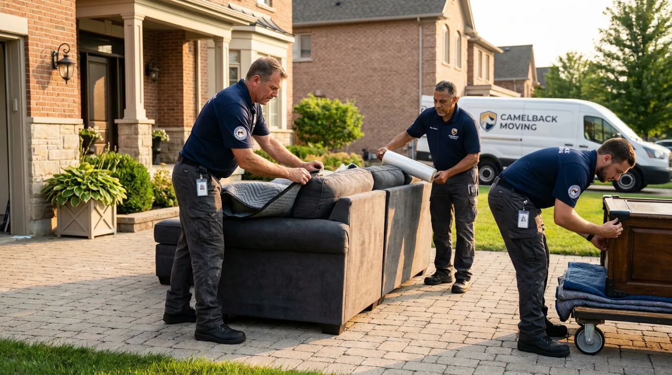 Large estate moving crew wrapping furniture in Southgate, MI